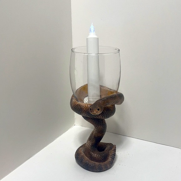 Unique Rare! Snake Handled Wine Glass or Candle Holder! - Picture 2 of 8